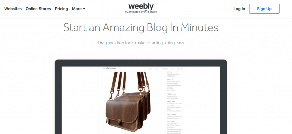 Weebly - no-code blogging platform