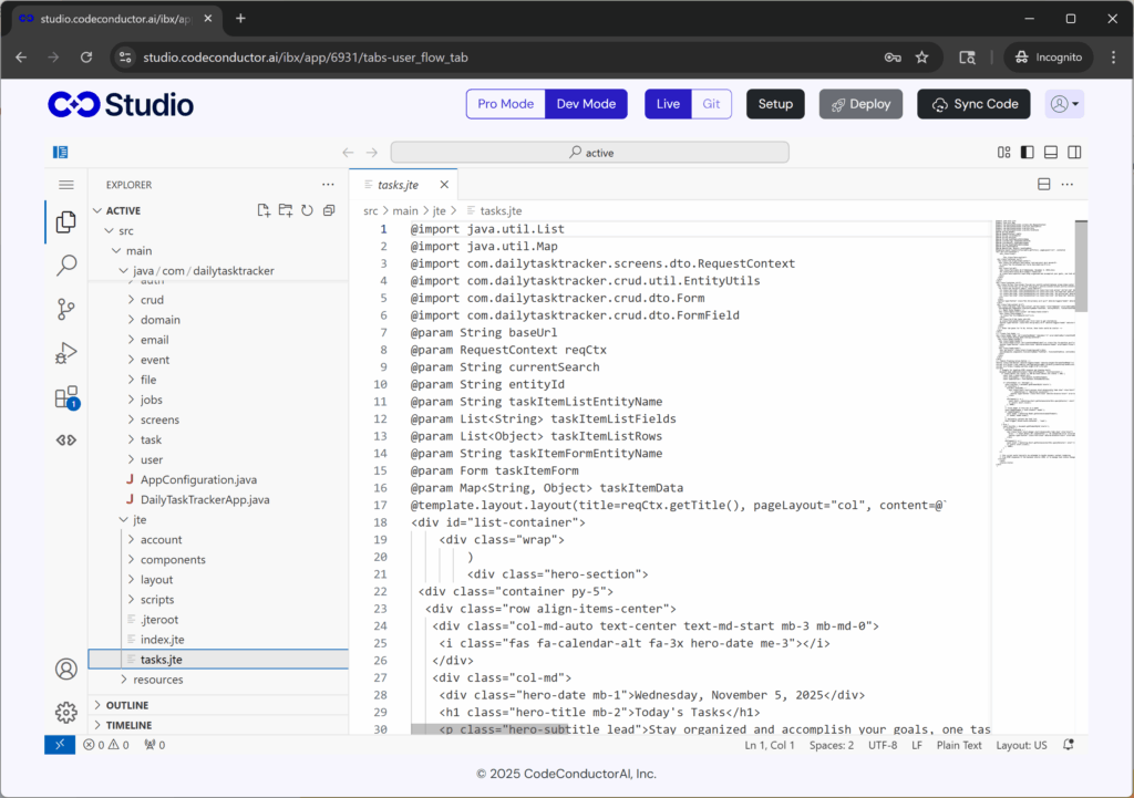 Dev Mode to view the generated code in Coder