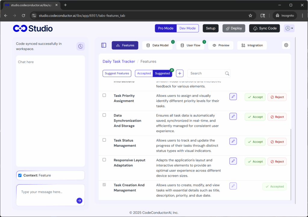 feature finishes generating